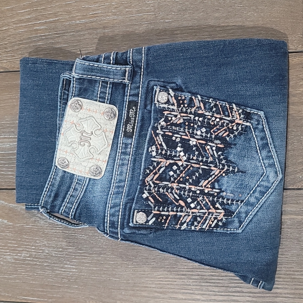 Miss Me Indigo Skinny Jeans with Embellished Back Pockets